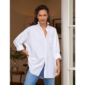 Frank & Eileen Shirley Oversized White Button Up Blouse size L